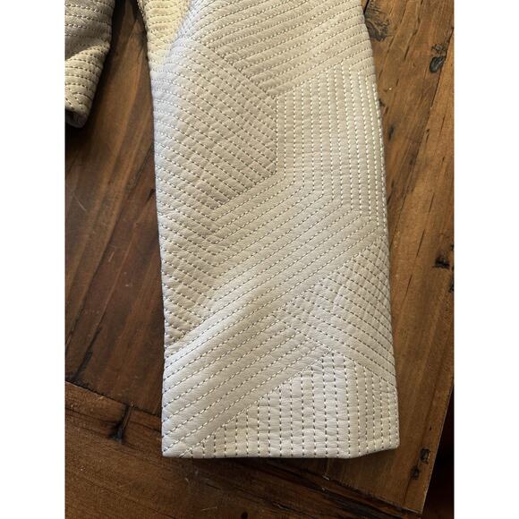 Andrew Marc New York Faux Leather Moto Jacket Ivory Size XL Edgy Sleek - Picture 3 of 16